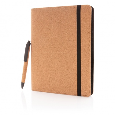 Logo trade advertising product photo of: Deluxe cork portfolio A5 with pen